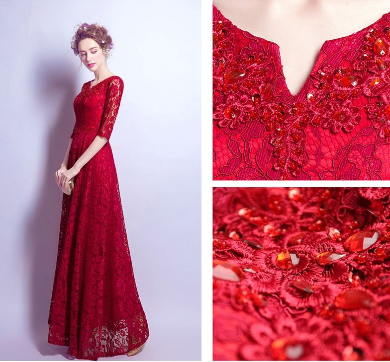 modest red bridesmaid dresses