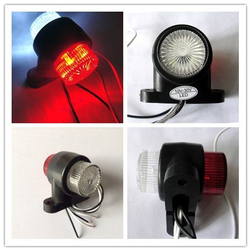 2 x 12V 24V LED Front Side Marker Lights Rear Outline Short Lamps with Rubber Arm WHITE ORANGE RED Waterproof E-Marked