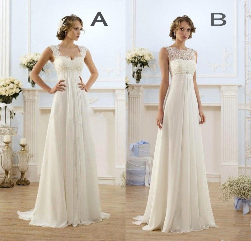 2018 New Empire Bohemian Wedding Dresses Cheap Maternity Gown Cap