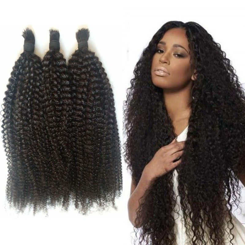 Afro Kinky Curly Bulk Hair 3 Bundles Indian Bulk Human ...