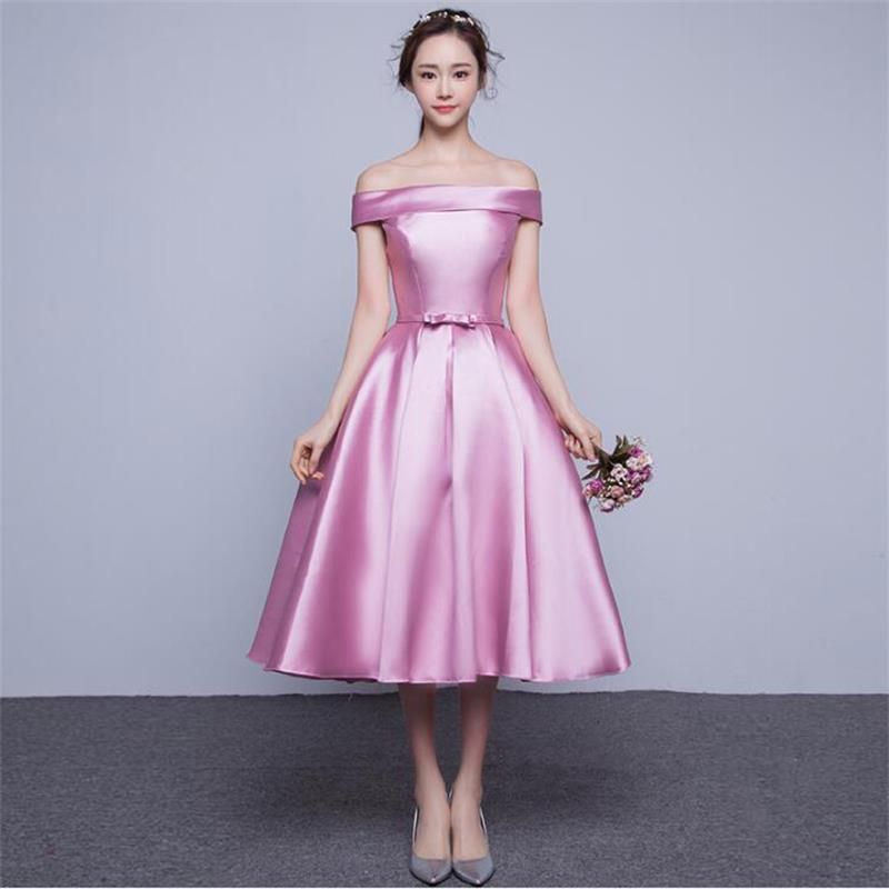 satin tea length bridesmaid dresses