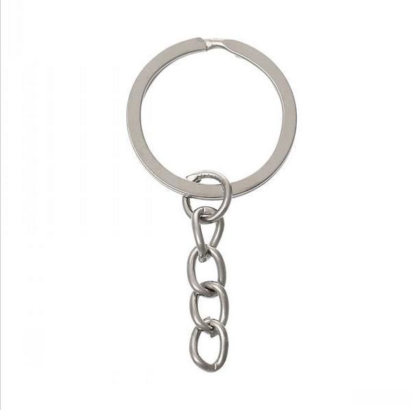 Key Ring Key Chain Rhodium Plated 50mm Long Round Split Keychain