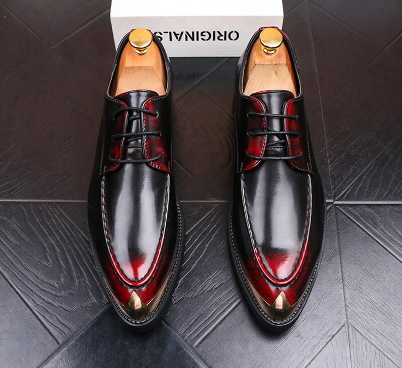 Acquista Scarpe Eleganti Uomo In Vera Pelle, Vino Rosso / Nero Scarpe  Oxford Uomo Scarpe Basse Appartamenti Uomo 2dhn29 A 31,88 € Dal Yaoxu |  DHgate.Com