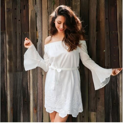 white cotton bohemian dress