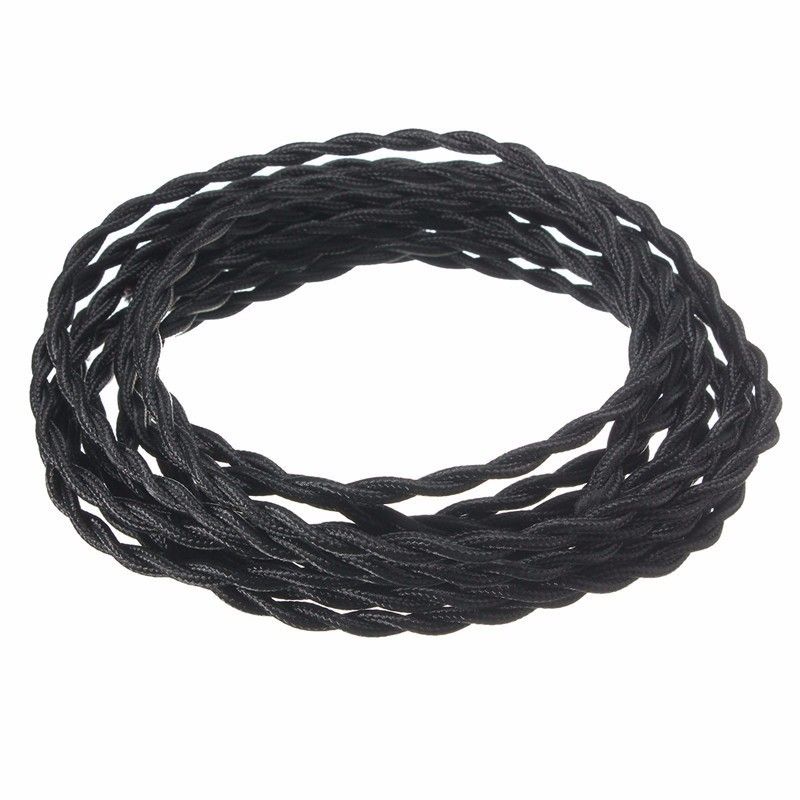 2019 2 0 75mm Vintage Twisted Electrical Wire Black Textile Cable 2019 2 0 75mm Vintage Twisted Electrical Wire Black Textile Cable Edison Lamp Cord Braided Retro Pendant Light 10m From Babaylon Lighting