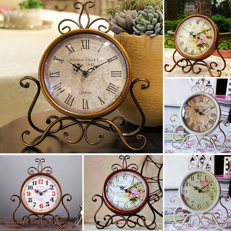 Vintage Metal Round Clock Creative Home Living Room Bedroom Decor 16 Style Table Floor Clocks Free Wx9 43