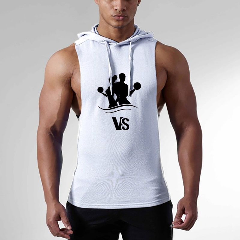 mens gym sleeveless moletom com capuz
