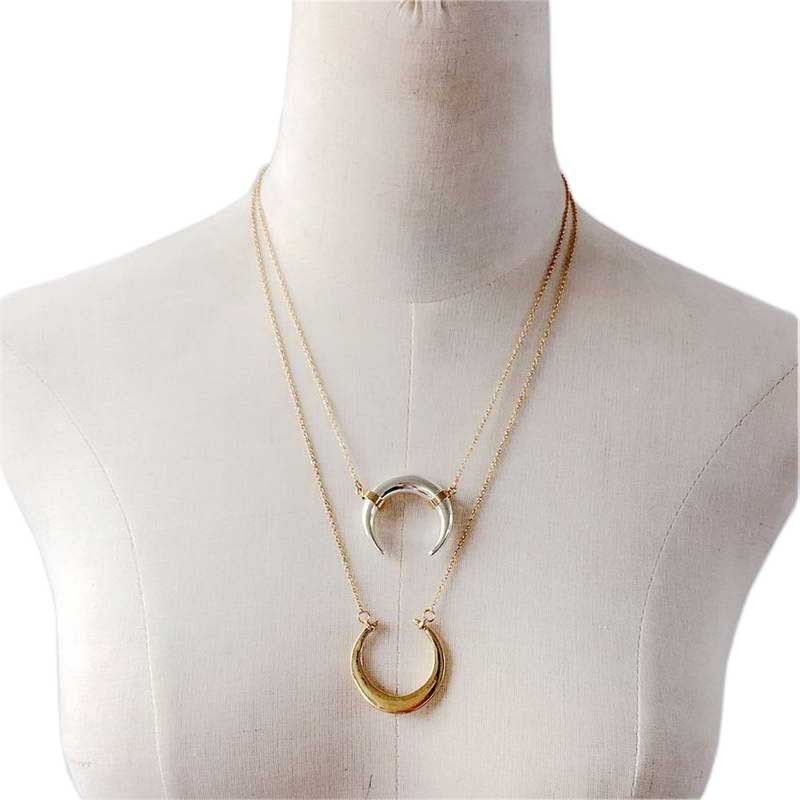 Whole Hot Brand Stella Double Horn Pendant Necklace Gold Dot Whole Hot Brand Stella Double Horn Pendant Necklace Gold Dot Luna Women Phase Crescent Moon White Small
