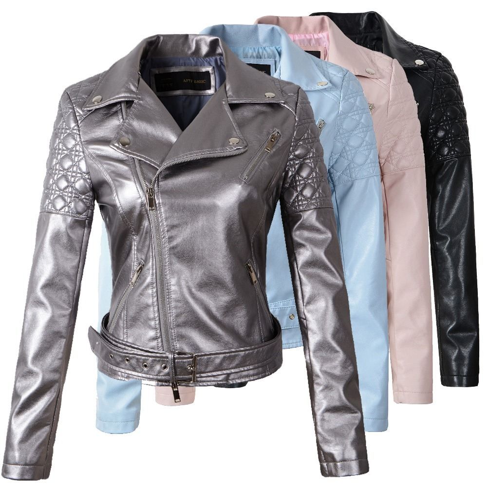Best Quality Fashion Pink Sky Blue Women Leather Jacket Er Best Quality Fashion Pink Sky Blue Women Leather Jacket Er Motorcycle Jackets Brand Coat S Xl Jaqueta Couro At
