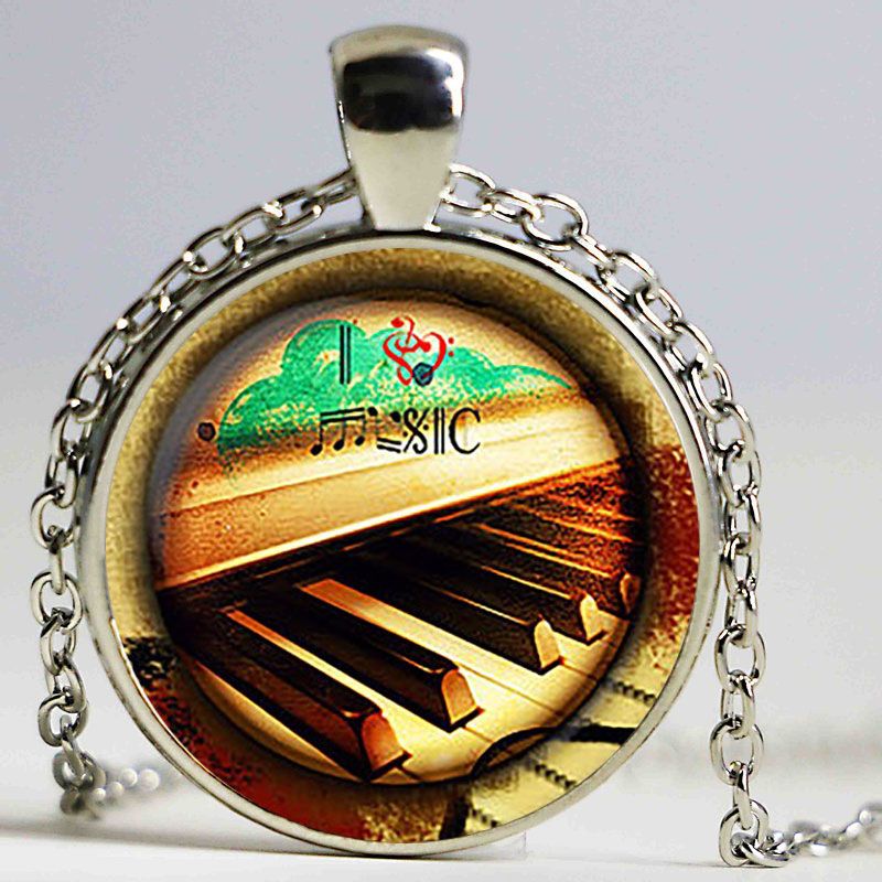 wholesale piano glass pendant i heart music necklace music i heart christmas music