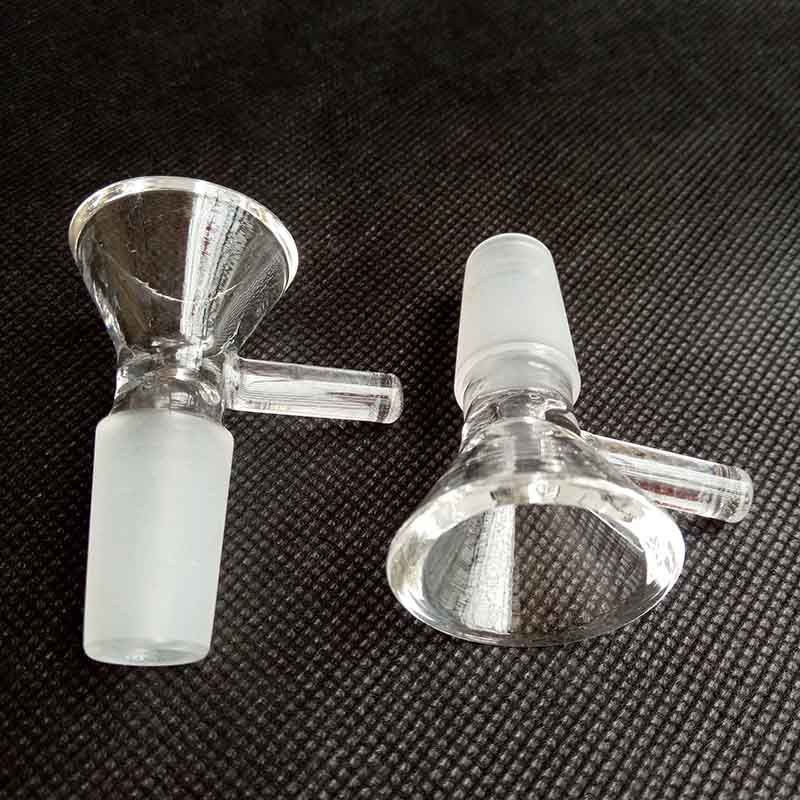 Thick Round Funnel Glass Bowl Herb Dry Oil Burners With Handle 3 Types 14mm 18mm male For Smoking Tools Accessories Glass Bongs Bubble