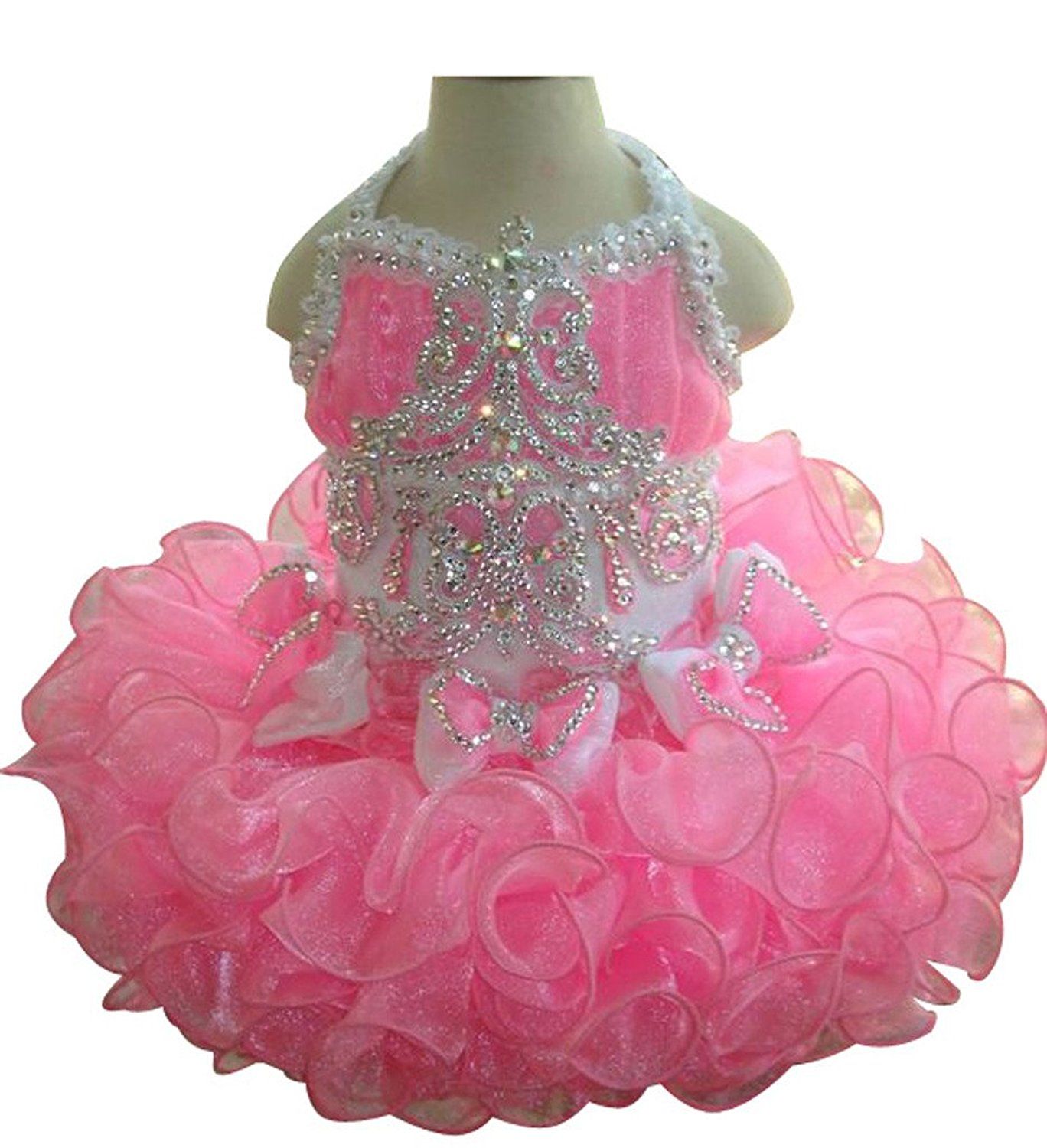 Princess Girls Pink Pageant Cupcake Dresses Toddler Glitz Mini Crystal