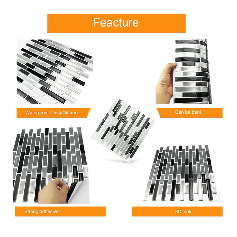 Compre Diy Auto Adesivo Pack Branco Preto Cinza Tira Papel De Parede Casca E Vara Adesivo De Parede De Parede Para Casa De Banho Decoracao De Casa
