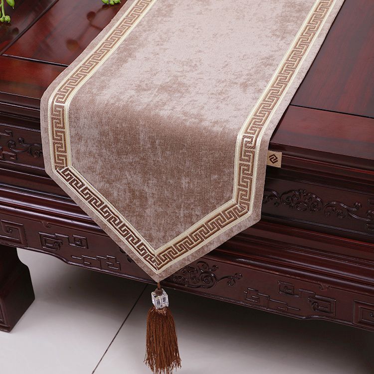 120 Inch Extra Long Patchwork Lace Table Runner High End Velvet Fabric