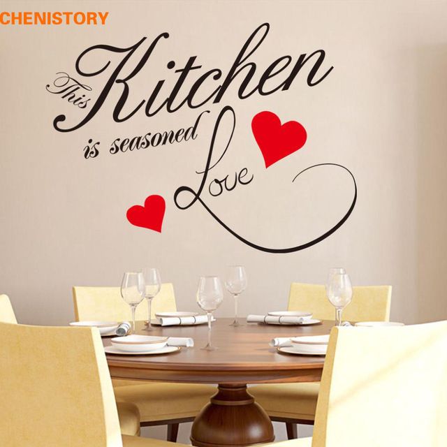diy kitchen love red heart wall sticker restaurant removable