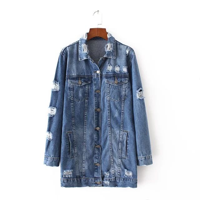 High Quality 2017 Long Jeans Jacket Women Basic Coats Fashion Vintage