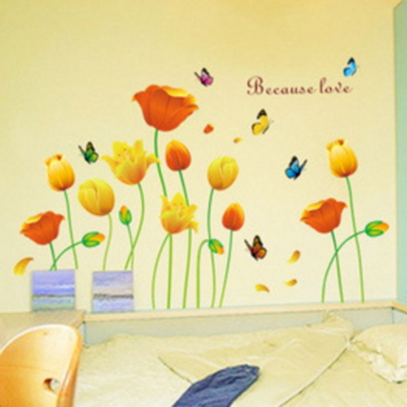 Decoration Wall Sticker Bedroom Romantic Flower Kids Boy Children