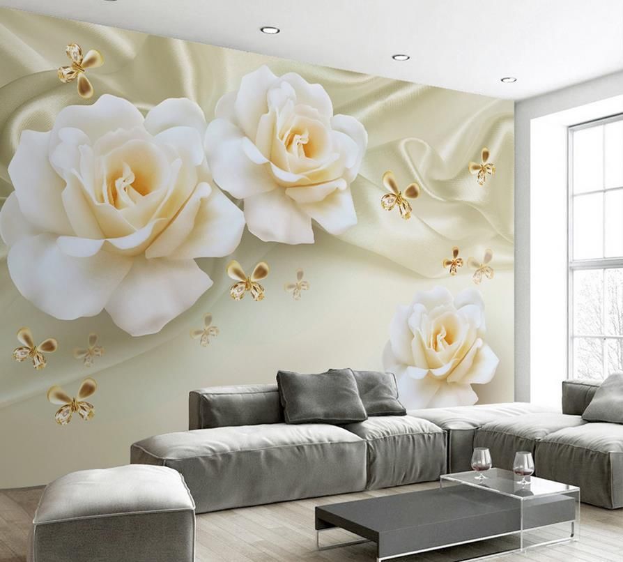 fashion decor home decoration for bedroom warm roses silk tv background  mural 3d wallpaper 3d wall papers for tv backdrop