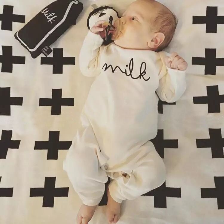 Ins Hot Sale Spring Milk Baby Clothes Baby Rompers Long Sleeve Boy