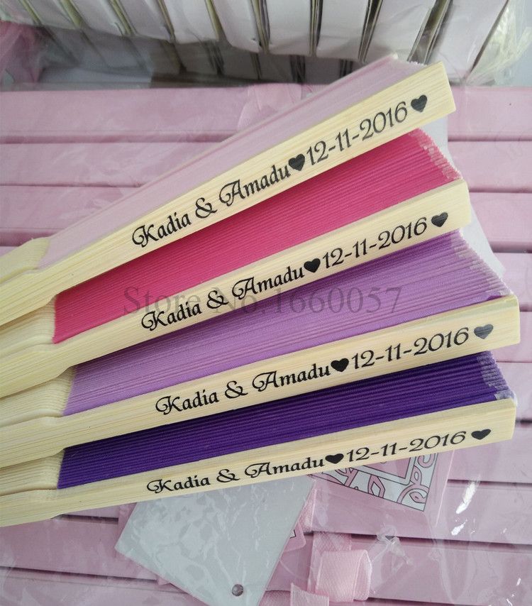 Wedding Favors Gift Solid Color Silk Bamboo Fan Personalized Cloth