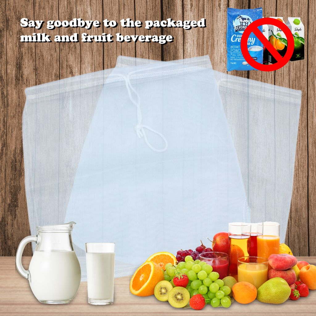 Food Filter Mesh Bag Nut Milk Sprouting Juice Raw Food Soup Reusable