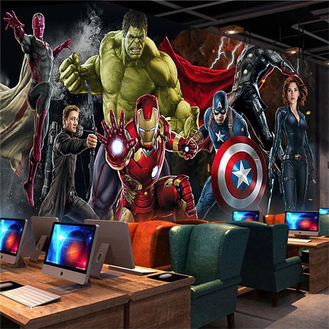 Satın Al Avengers Fotoğraf Kağıdı Duvarlar Için Özel 3D Duvar Kağıdı