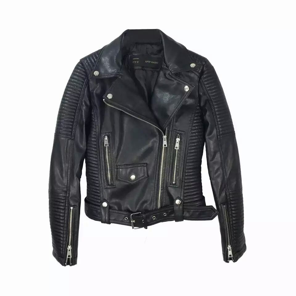 2018 Hot Women New Faux Leather Jacket Las Black Beige Biker 2018 Hot Women New Faux Leather Jacket Las Black Beige Biker Short Motorcycle Coats With Belt Zipper S Xl High Quality Flag China