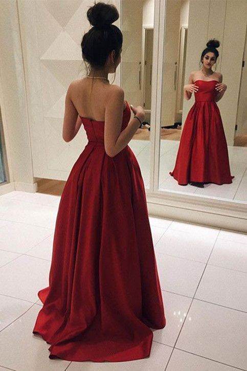 Acquista Eleganti Abiti Da Sera Rosso Scuro Lungo 2017 Una Linea Senza  Spalline Economici Abiti Da Festa Vestito Di Laurea In Raso Senza Schienale  A 100,12 € Dal Freedomlife | It.DHgate.Com