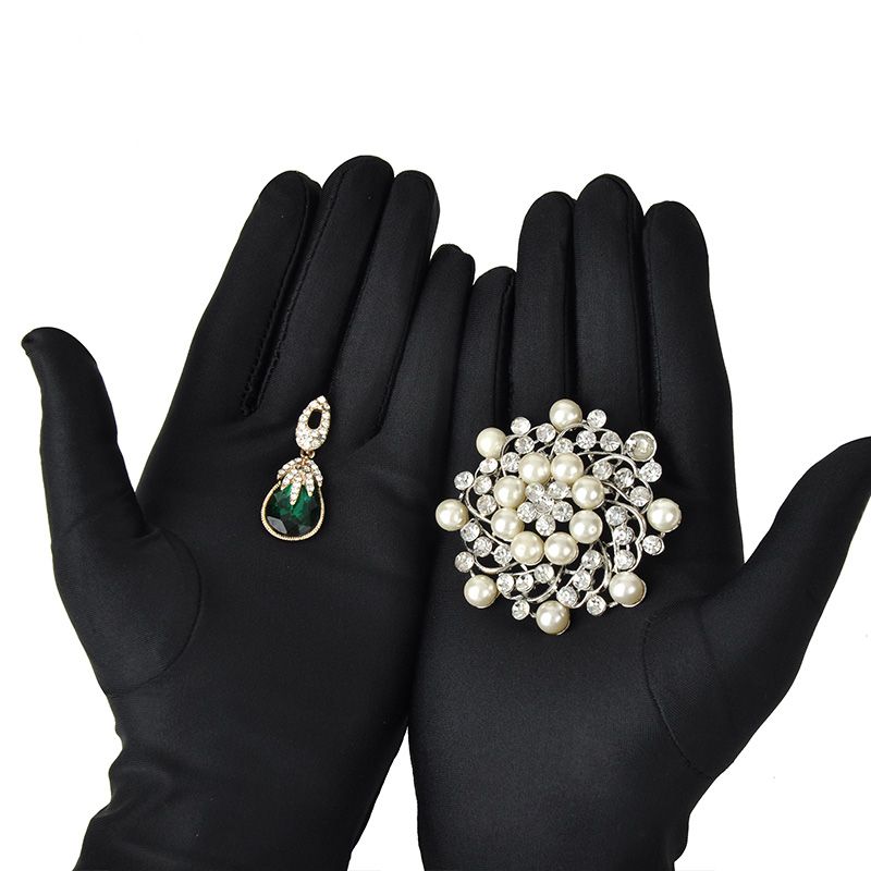 Spandex Jewelry Serving Glove Durable Black Stretchy Polyurethane Fiber