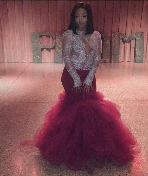 burgundy and silver prom dresses