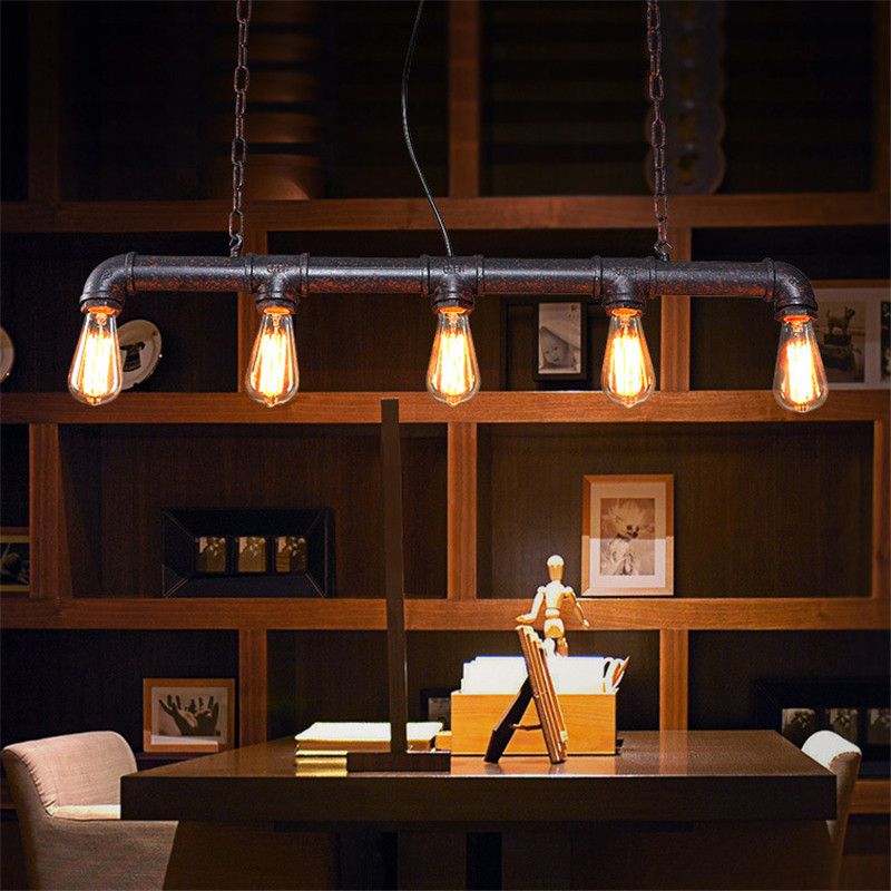 2018 Loft American Industrial Style Pendant Light Retro Rustic 2018 Loft American Industrial Style Pendant Light Retro Rustic Steampunk Metal Pipe Edison Bulbs For Bar Chain Iron Lamp From Wayaye
