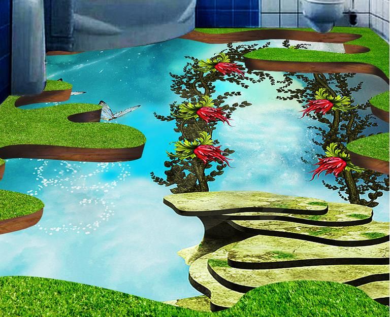Custom 3d Floor Murals Step Ladder Wreath Painting For Custom 3d Floor Murals Step Ladder Wreath Painting For Living Room Bedroom Pvc Vinyl Nz 2019 From Yeyueman 49 25 Dhgate