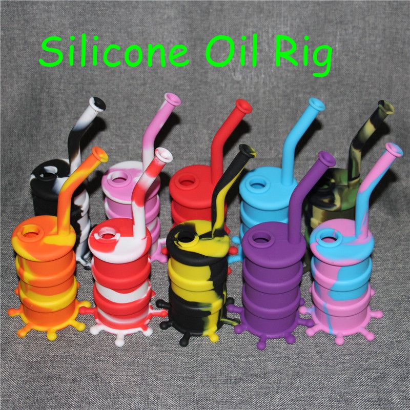 2021 Glow In Dark Food Grade Silicone Bong Silicon Dab Rig With Glass