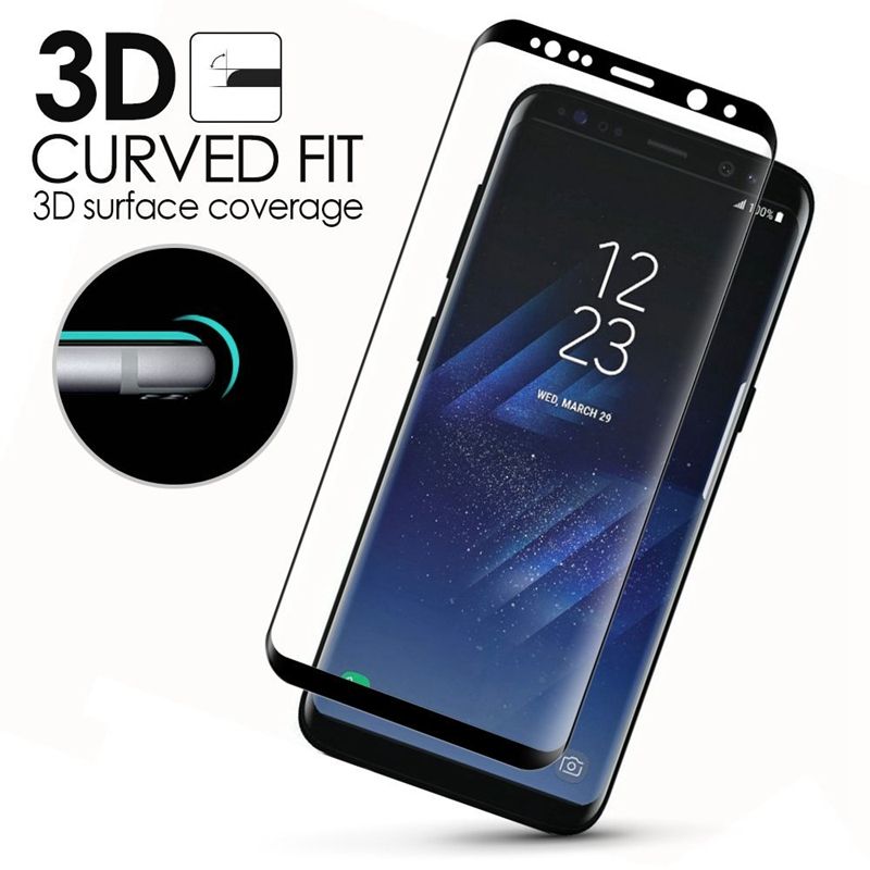 Vidrio templado curvado Plata 3D protector de pantalla para Samsung Galaxy S8 