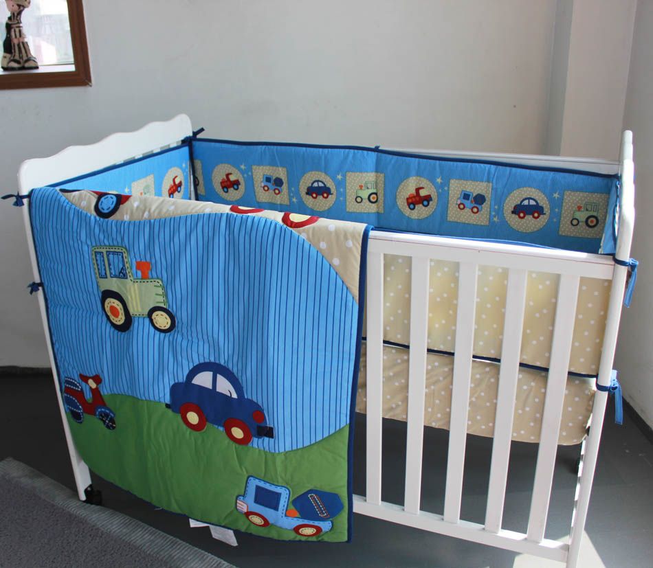 3d Stereo Embroidery Blue Cars Baby Boy Crib Cot Bedding Set Quilt 3d Stereo Embroidery Blue Cars Baby Boy Crib Cot Bedding Set Quilt Bumper Fitted Sheet Boys Full Sets From Ririjia