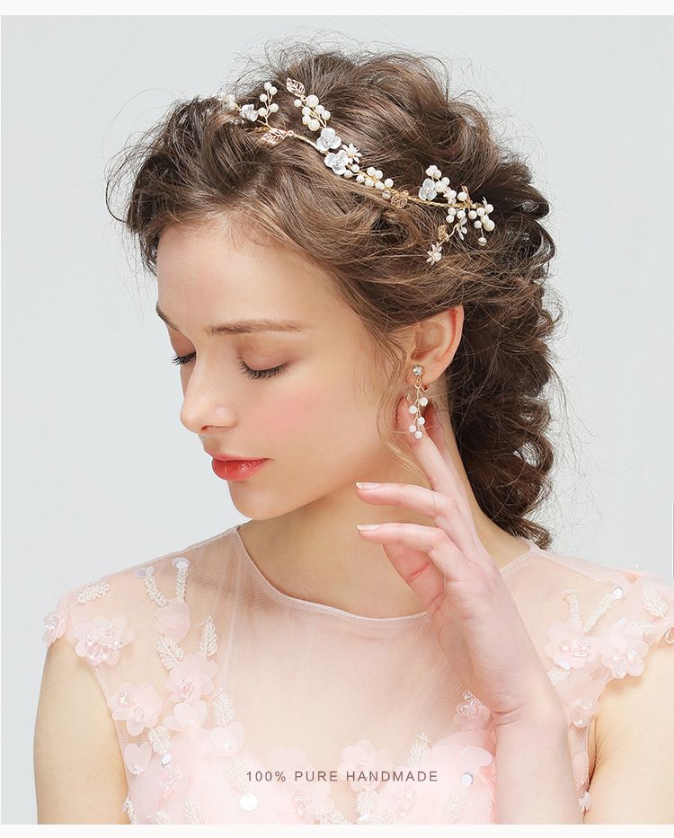 Sweet Wedding Hair Vine Bridal Headpiece Gold Ivory Wedding