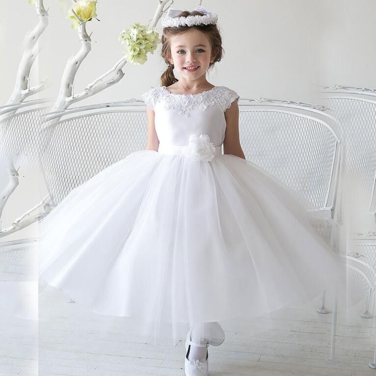 Vintage Flower Girl Dresses With Flower Sashes Party Pageant Communion
