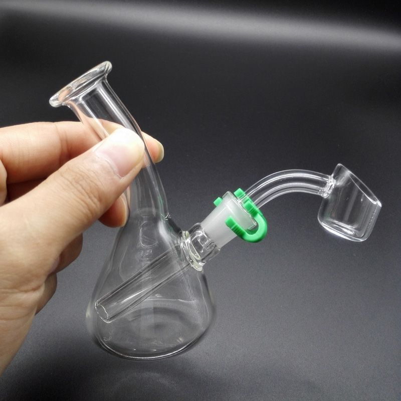 4 Inch Mini Glass Beaker Bongs With 2mm Quartz Banger Nail & Keck Clips ...