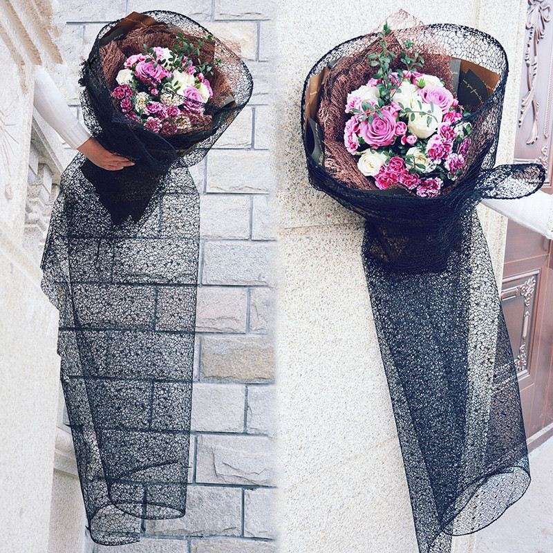 2019 Black Lace Mesh For Flower Wrapping Flowers Gift Packaging