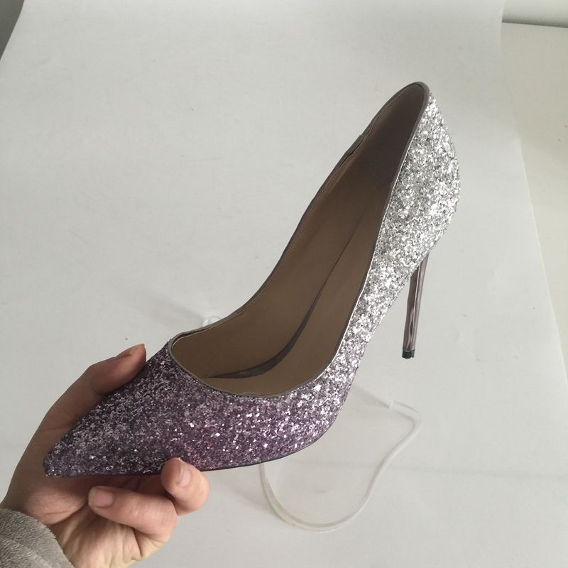 Acquista Scarpe Da Sposa Argento Glitter Viola Scarpe A Punta Tacco A Spillo Tacchi Alti Scarpe Con Tacco A Spillo Taglie Forti EU34 46 Scarpe Da Sposa Estate Scarpe A 55,81 €