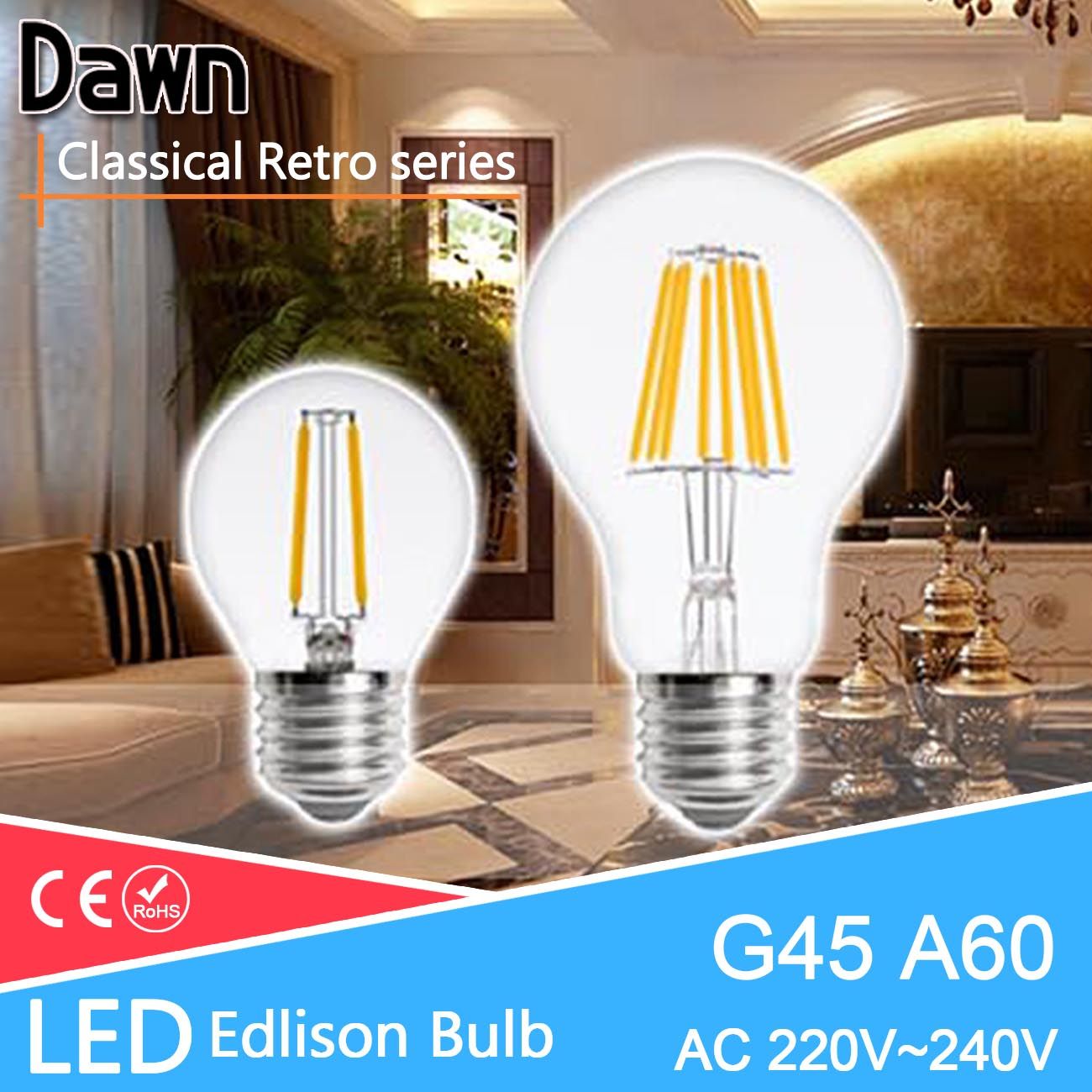 Whole Classical Retro E27 Led Edison Bulb A60 G45 Filament Whole Classical Retro E27 Led Edison Bulb A60 G45 Filament Light 4w 8w 12w Lamp Replace 40w Incandescent Pendant Lampada Lighting Outdoor Bulbs