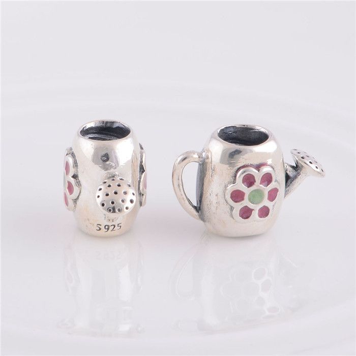 enamel charms authentic 925 sterling silver fits for original brand bracelet H9ale blooming watering can charms