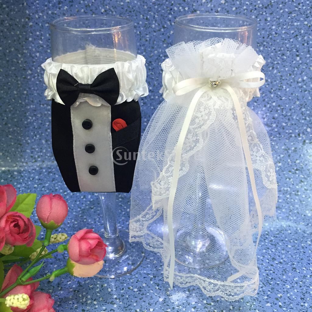 Wholesale Bride Groom Dress Wedding Wine Glass Champagne Cup Cover Wholesale Bride Groom Dress Wedding Wine Glass Champagne Cup Cover