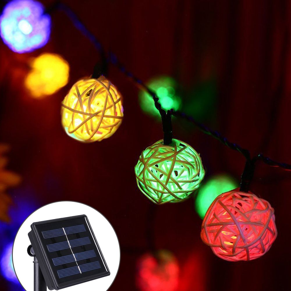 30 Led Solar Powered Rattan Ball String Indoor Or Outdoor Lights 30 Led Solar Powered Rattan Ball String Indoor Or Outdoor Lights Blue Pure White Warm Multicolor Green Of From