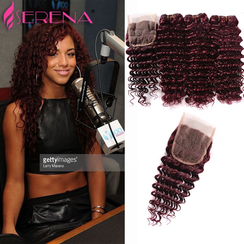 2020 Burgundy Deep Wave Brazilian Hair Ombre Deep Weave Virgin