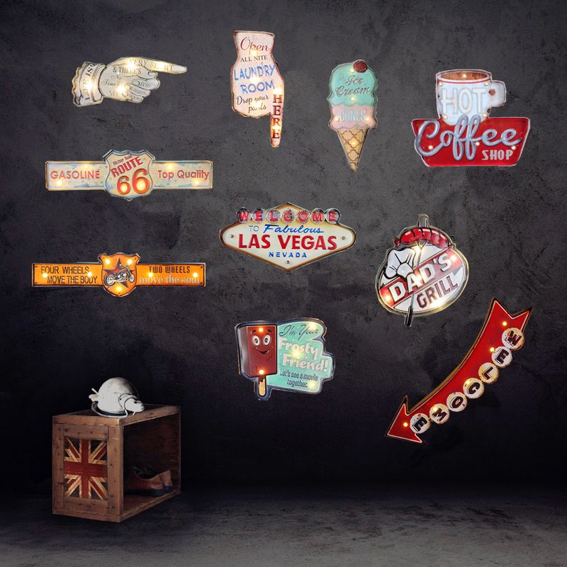 2018 Whole Retro Las Vegas Led Neon Sign Cafe Coffee Pub Bar 2018 Whole Retro Las Vegas Led Neon Sign Cafe Coffee Pub Bar Illuminated Signboard Art Painting Wall Decoration Hanging Light Metal Signs From Elecc