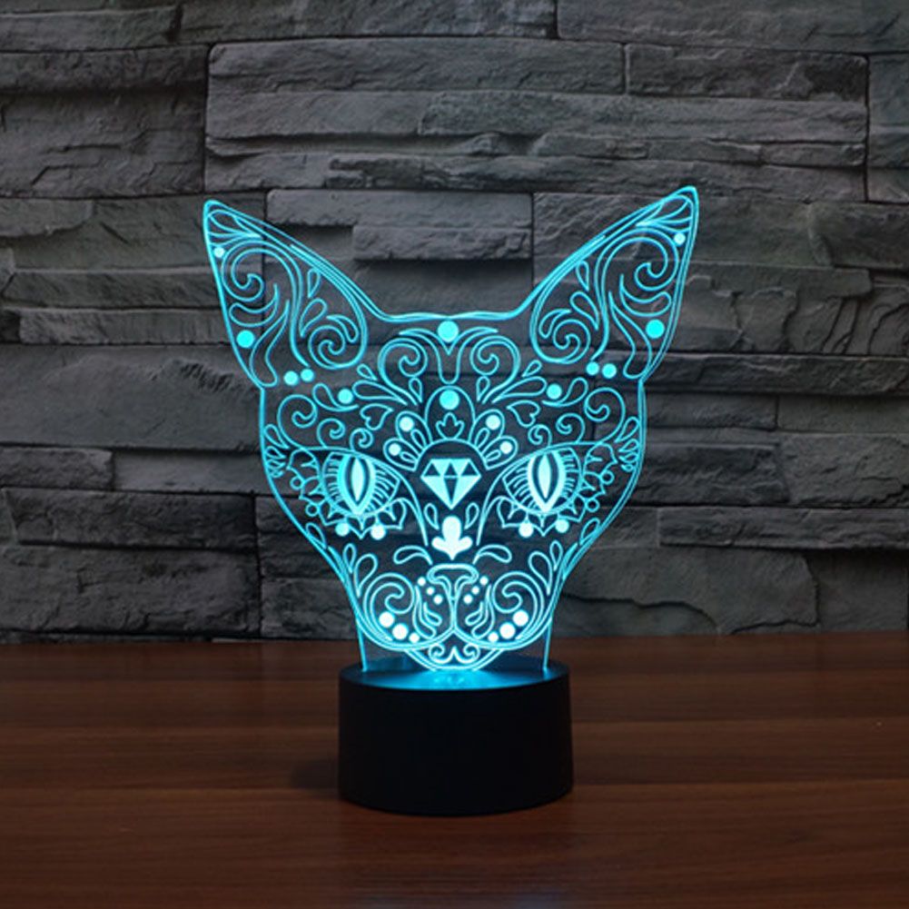 2021 3D  Cat  3D  Night Light Table Desk Optical Illusion  