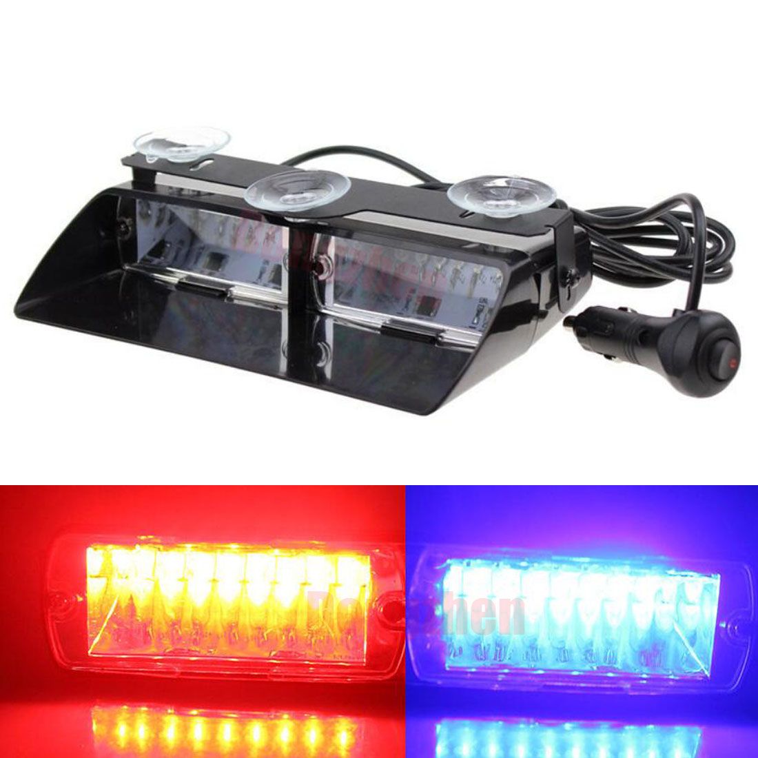 16 LED Blue Red Car Police Strobe Flash Light Emergency Warning Light Flashing Strobe Light Kits