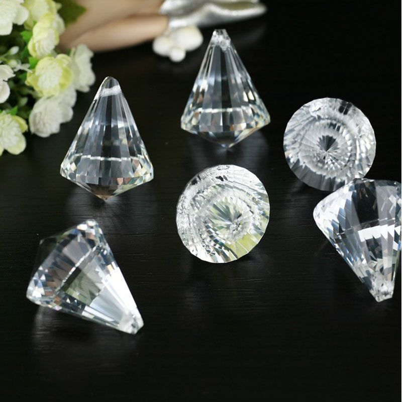 2020 Clear 40mm Faceted Glass Crystal Cone Ball Prism Chandelier