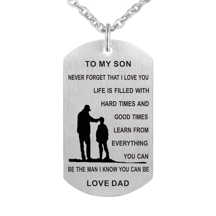 Whole Dad To My Son Dog Tag Necklace Never Forget I Love You Whole Dad To My Son Dog Tag Necklace Never Forget I Love You Personalized Custom Military Tags Pendant Gift Jewelry Design Gold Charms From Marten
